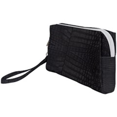 Black Crocodile Skin Wristlet Pouch Bag (small) by LoolyElzayat