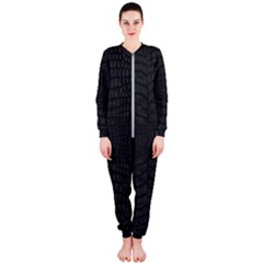 Black Crocodile Skin Onepiece Jumpsuit (ladies)  by LoolyElzayat