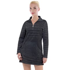 Black Crocodile Skin Women s Long Sleeve Casual Dress by LoolyElzayat