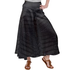 Black Crocodile Skin Satin Palazzo Pants by LoolyElzayat