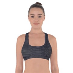 Black Crocodile Skin Cross Back Sports Bra by LoolyElzayat