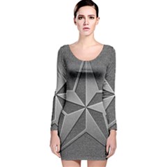 Star Grey Long Sleeve Velvet Bodycon Dress