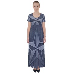 Star Grey High Waist Short Sleeve Maxi Dress