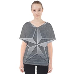 Star Grey V-neck Dolman Drape Top