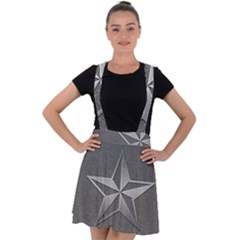 Star Grey Velvet Suspender Skater Skirt