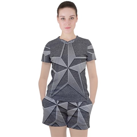 Star Grey Women s Tee And Shorts Set by HermanTelo