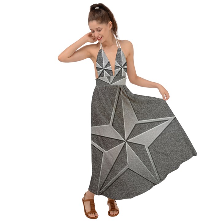 Star Grey Backless Maxi Beach Dress