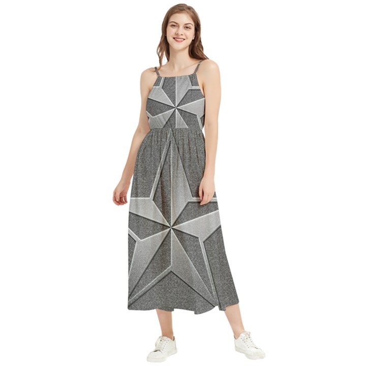 Star Grey Boho Sleeveless Summer Dress