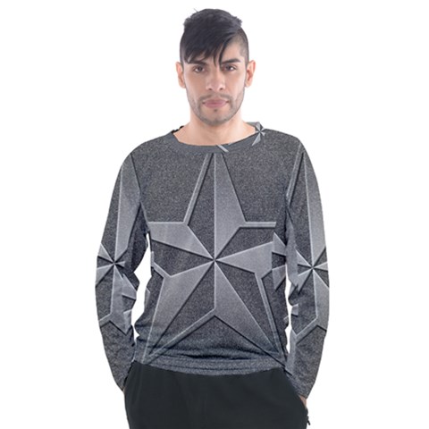 Star Grey Men s Long Sleeve Raglan Tee by HermanTelo