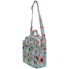 Flower White Blue Pattern Floral Crossbody Day Bag