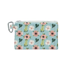 Flower White Blue Pattern Floral Canvas Cosmetic Bag (small) by Mariart