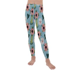 Flower White Blue Pattern Floral Kids  Lightweight Velour Leggings