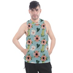 Flower White Blue Pattern Floral Men s Sleeveless Hoodie