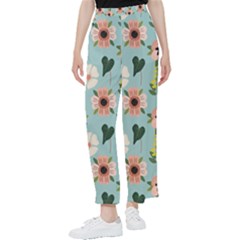 Flower White Blue Pattern Floral Women s Pants 