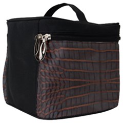 Chestnut Nile Crocodile Skin Make Up Travel Bag (big) by LoolyElzayat