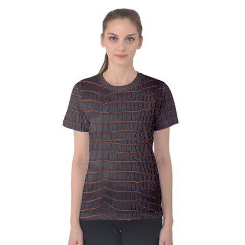 Chestnut Nile Crocodile Skin Women s Cotton Tee by LoolyElzayat