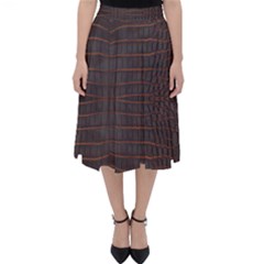 Chestnut Nile Crocodile Skin Classic Midi Skirt by LoolyElzayat