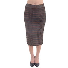 Chestnut Nile Crocodile Skin Midi Pencil Skirt by LoolyElzayat