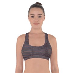 Chestnut Nile Crocodile Skin Cross Back Sports Bra by LoolyElzayat