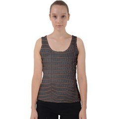 Chestnut Nile Crocodile Skin Velvet Tank Top by LoolyElzayat