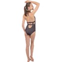 Chestnut Nile Crocodile Skin Halter Front Plunge Swimsuit View2