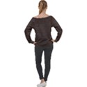 Chestnut Nile Crocodile Skin Off Shoulder Long Sleeve Velour Top View2