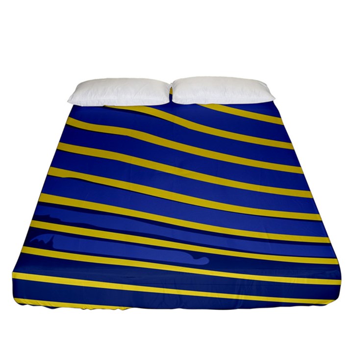 Yellow Blue Stripped Fish Fitted Sheet (King Size)