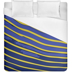 Yellow Blue Stripped Fish Duvet Cover (king Size) by LoolyElzayat