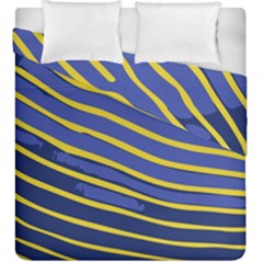 Yellow Blue Stripped Fish Duvet Cover Double Side (king Size) by LoolyElzayat