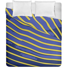 Yellow Blue Stripped Fish Duvet Cover Double Side (california King Size) by LoolyElzayat