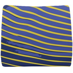 Yellow Blue Stripped Fish Seat Cushion by LoolyElzayat