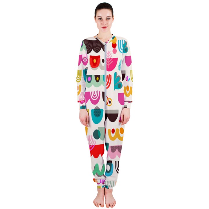 Scandinavian Folk Art Wave Craze OnePiece Jumpsuit (Ladies) 