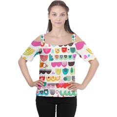 Scandinavian Folk Art Wave Craze Cutout Shoulder Tee