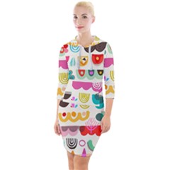 Scandinavian Folk Art Wave Craze Quarter Sleeve Hood Bodycon Dress by andStretch