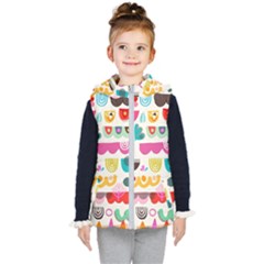 Scandinavian Folk Art Wave Craze Kids  Hooded Puffer Vest by andStretch