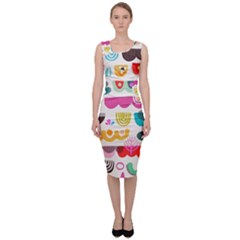 Scandinavian Folk Art Wave Craze Sleeveless Pencil Dress by andStretch