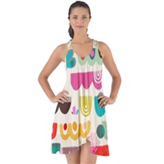 Scandinavian Folk Art Wave Craze Show Some Back Chiffon Dress by andStretch