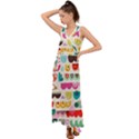 Scandinavian Folk Art Wave Craze V-Neck Chiffon Maxi Dress View1