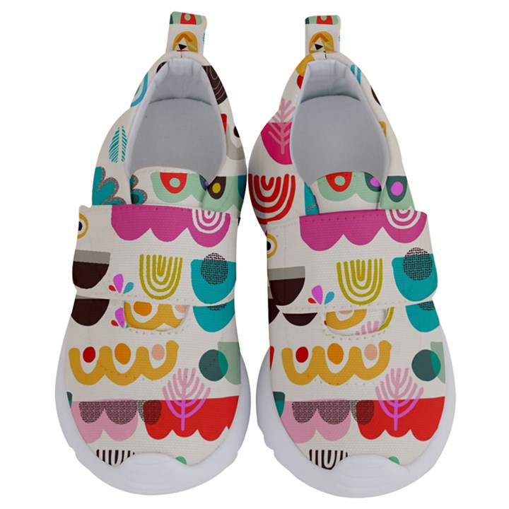 Scandinavian Folk Art Wave Craze Kids  Velcro No Lace Shoes