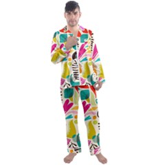 Scandinavian Folk Art Random Fandom Men s Long Sleeve Satin Pyjamas Set by andStretch