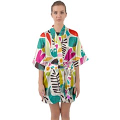 Scandinavian Folk Art Random Fandom Half Sleeve Satin Kimono  by andStretch