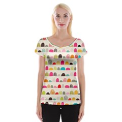 Scandinavian Folk Art Rainbow Road Cap Sleeve Top by andStretch