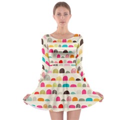 Scandinavian Folk Art Rainbow Road Long Sleeve Skater Dress by andStretch