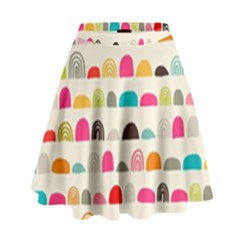 Scandinavian Folk Art Rainbow Road High Waist Skirt by andStretch