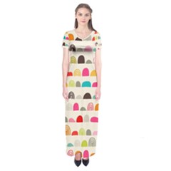 Scandinavian Folk Art Rainbow Road Short Sleeve Maxi Dress by andStretch