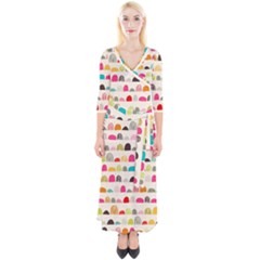 Scandinavian Folk Art Rainbow Road Quarter Sleeve Wrap Maxi Dress by andStretch