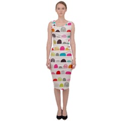 Scandinavian Folk Art Rainbow Road Sleeveless Pencil Dress by andStretch