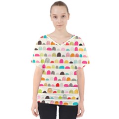 Scandinavian Folk Art Rainbow Road V-neck Dolman Drape Top by andStretch