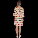 Scandinavian Folk Art Rainbow Road Velour Kimono Dress View4