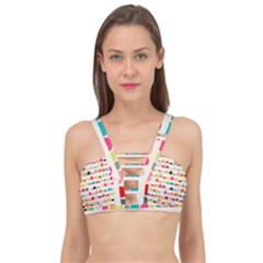 Scandinavian Folk Art Rainbow Road Cage Up Bikini Top by andStretch